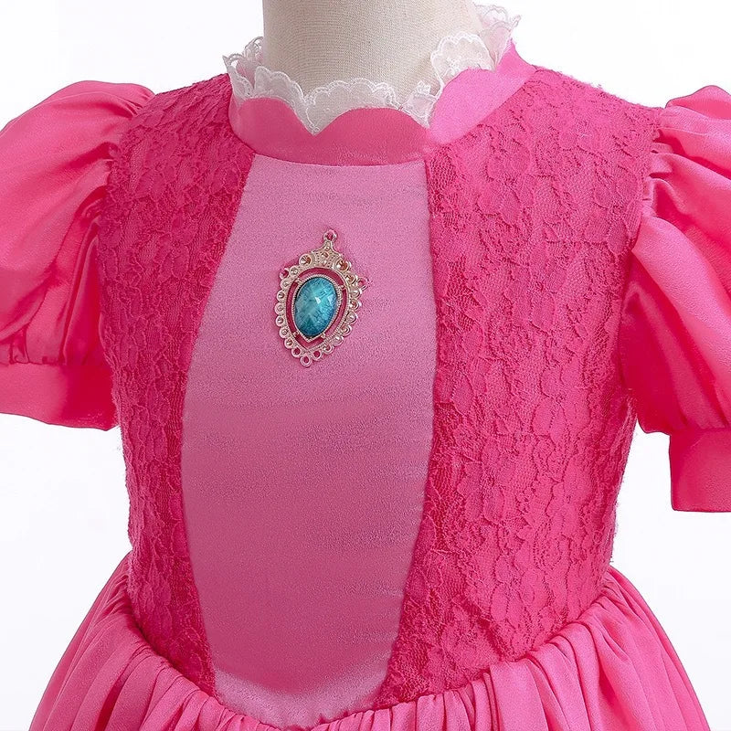 Girls New Game Movies Rosalina Peach Princess Dress Carnival Party Birthday Outfit Peach Cosplay Halloween Costume Dress