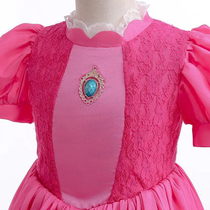 Girls New Game Movies Rosalina Peach Princess Dress Carnival Party Birthday Outfit Peach Cosplay Halloween Costume Dress
