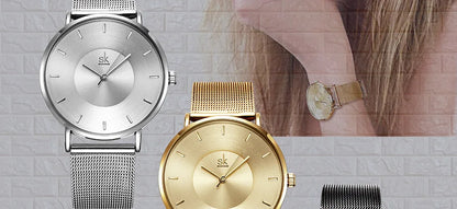 Shengke Fashion Black Watch for Women Classic Relogio Feminino Quartz Ladies Watch Woman Adjustable Mesh Strap Montre Femme
