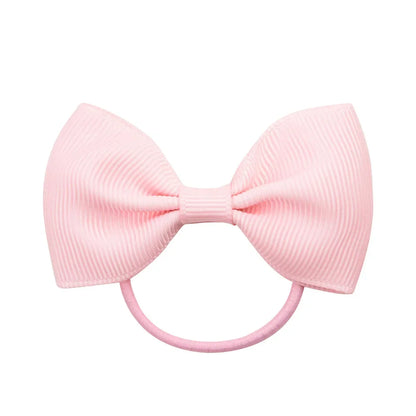 2.75 Inch Small Ribbon Bows With Elastic Hair Bands For Kids Girls Ponytail Solid Color Bowknot Hair Ropes Ties Hair Accessories