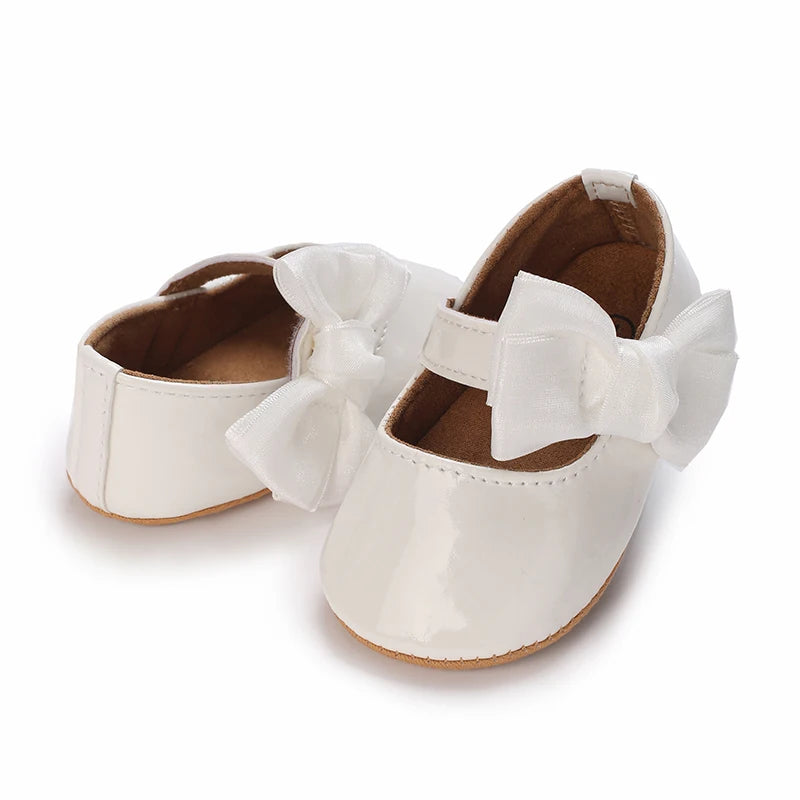 Toddler Girls' Fashionable Bowknot Princess Shoes, Comfortable Soft Mary Jane Flat Shoes Suitable For Parties And Various Activi