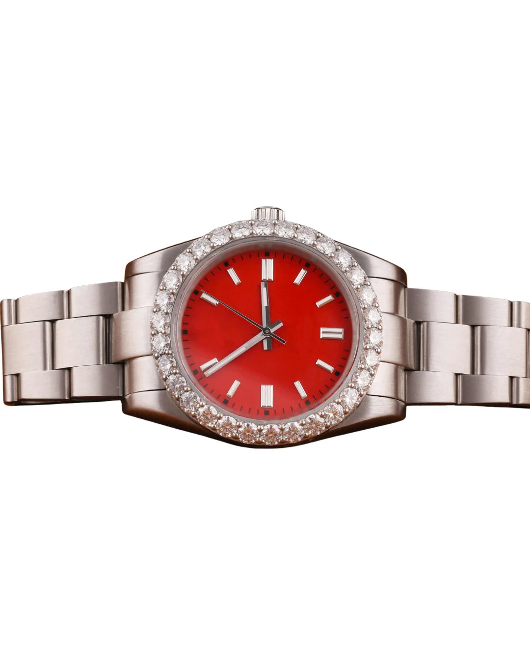 Best Quality Daily Strong Use Stainless Steel Watch Clasp Engraved Red Dial Ready Stock Quartz Watches