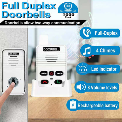 Wireless Voice Duplex Intercom Doorbell 500M Apartment Room Intercom Intercom System Doorbell for House Home Factory Office