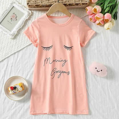 1/2 Piece Children's Sweet And Lovely Straight Skirt Loose And Comfortable Girl's Home Skirt Casual Round Neck Plus Size Skirt