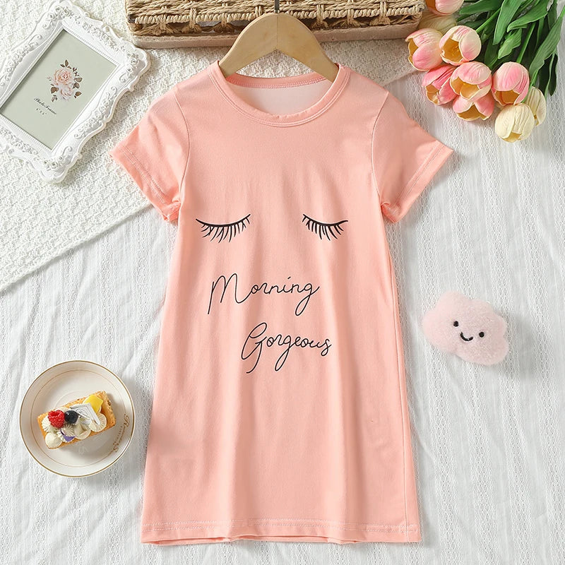 1/2 Piece Children's Sweet And Lovely Straight Skirt Loose And Comfortable Girl's Home Skirt Casual Round Neck Plus Size Skirt
