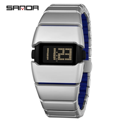 SANDA 9504 Retro Electronic Watch 5ATM Waterproof Night Light Display Snooze Alarm Clock Stopwatch Men's and Women's Watches2026