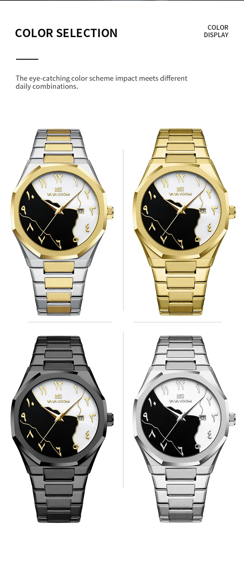 Top Brand Men Watch Marble Dial 42mm Arabic Scale Clock Silver Stainless Steel Quartz Movement Sports Business Wristatch for Men