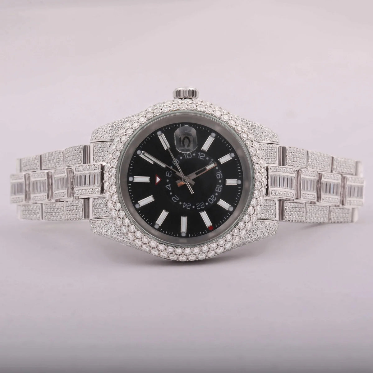Moissanite Full White Gold Diamond Watch White Stick Dial Watches for Export Sale Hip Hop Diamond Watch Gift For Unisex