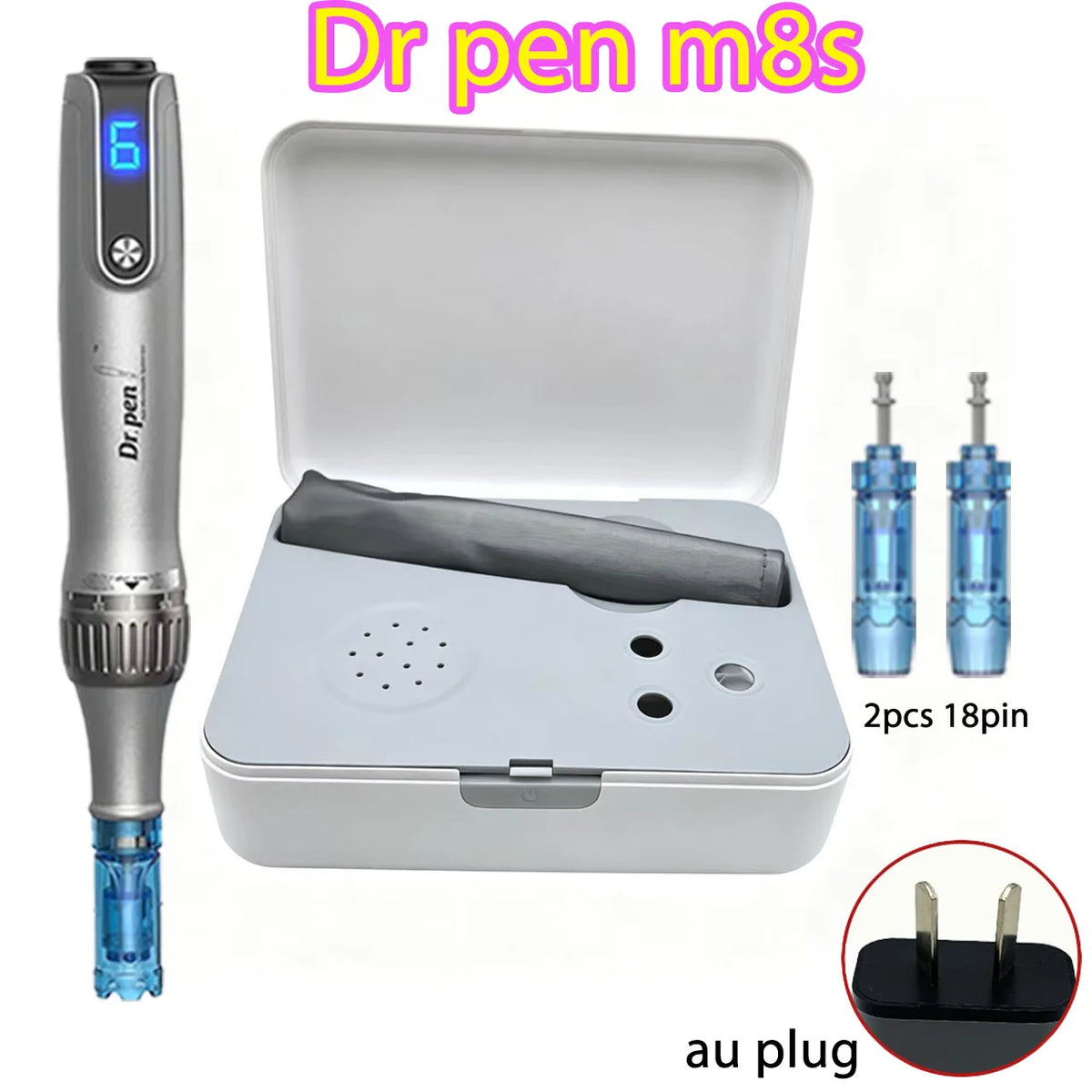 Dr Pen M8S Microneedling Pen Wireless Dermapen Beauty Machine with 2pcs Replacement Cartridges needle length 0.25mm