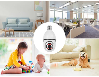 FUERS 2MP E27 Bulb Security Camera 2.4G WiFi PTZ CCTV Camera 4X Zoom AI Human Tracking Color Night Vision Two Way Audio Baby Monitor Indoor
