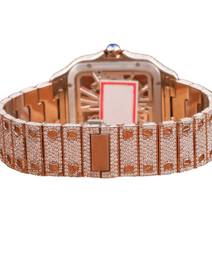 Moissanite Full White Gold Diamond Watch Skeleton Dial Quartz Watches for Export Sale Hip Hop Diamond Watch For Men's