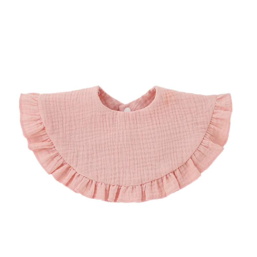Baby Gauze Feeding Drool Bib Ruffle Solid Infants Saliva Towel Soft Cotton Burp Cloth For Toddler Kids Bibs Korean Style New