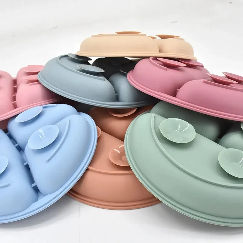 Silicone Baby Dining Plate With Spoon Fork Children Dishes Suction Plate for Toddlers Kid Training Feeding Sucker Bowl BPA FREE