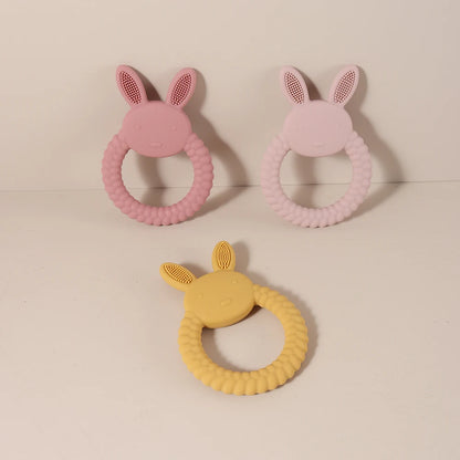 Silicone Teether Baby Gift Easter Bunny Shaped Cartoon Cute Teething Toy Chew Bead Sensory Gum Relief Soother