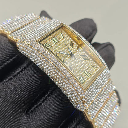 2025 Hot Luxury Brand Quartz Diamond Watch For Men Fashion Hip Hop Full Diamond Bling Jewelry Wristwatches Man Dropshipping ﻿