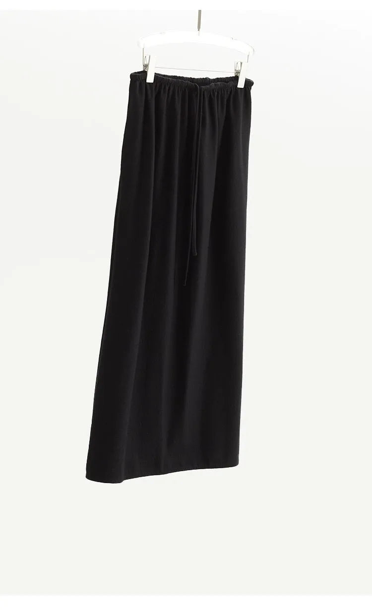 Elastic Waist 100% Wool Skirt, Women's High-Waisted Mid-Length Skirt, New Style for Autumn and Winter 2026