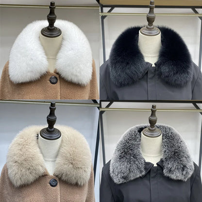 Real Fox Fur Collar Winter Men And Women's Fox Fur Square Collar Natural Fur Scarves For Ladies Neck Warmer Fur Scarf Shawls