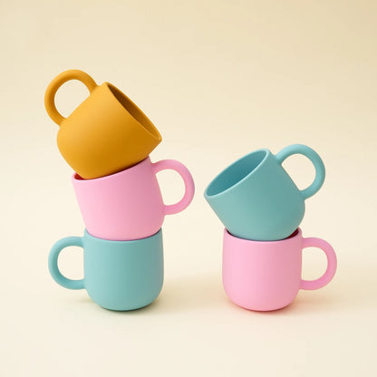 Color Kids 1PCS Silicone Baby Feeding Cup Single Handle Portable Water Bottle Pure Color BPA Free Baby Tableware Shower Gift