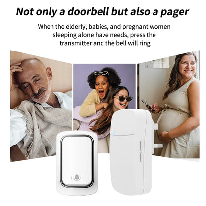 Self-Powered Wireless Doorbell, Household Anti-Theft Door Digital Music Chime Remote Control for Elderly Person's Call Device