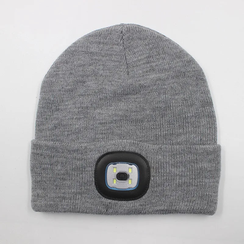For Woman Cap Night Running Fishing Riding Sports Teenager Beanies Winter Men Beanie Hat with LED Light Rechargeable Knitted Hat