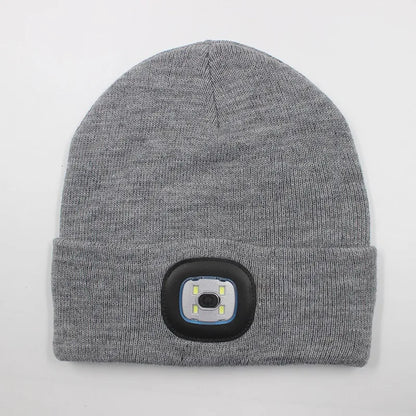 For Woman Cap Night Running Fishing Riding Sports Teenager Beanies Winter Men Beanie Hat with LED Light Rechargeable Knitted Hat