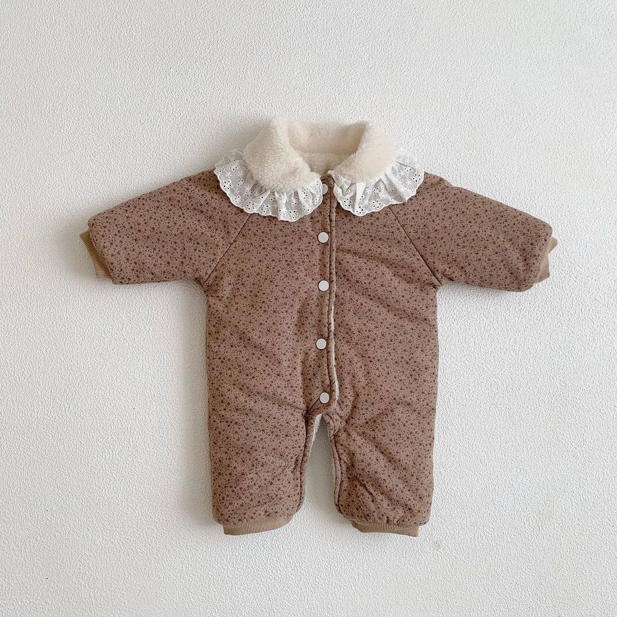 Korean Baby Cotton Jumpsuit Thickened Hooded Romper Plush Warm Autumn Winter Newborn Clothes Floral Princess Bodysuit Ropa Bebe