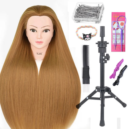 Long Hair Styling head For Hairstyle ProfessionaTraining Head Kit Mannequin Head Styling ToPractice Hot Curl lron Straighten