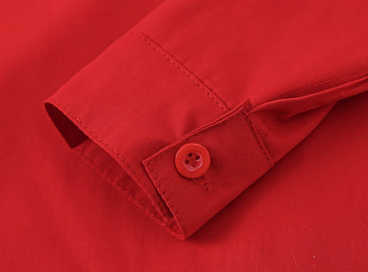 Children's Shirt in the Spring and Autumn New Boys and Girls Suit Collar Shirt Children's Pure Color Long Sleeve Shirt