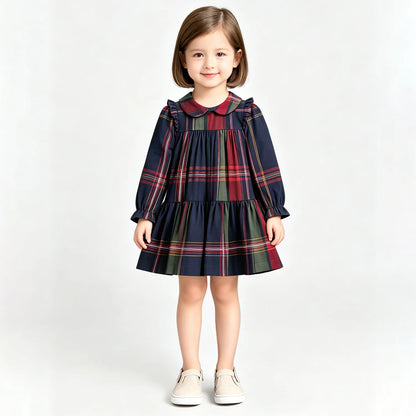 Designer Kids Long Sleeve Dresses for Spring and Autumn Cotton Striped Casual Girls Luxury Toddler Clothes All Season Birthday