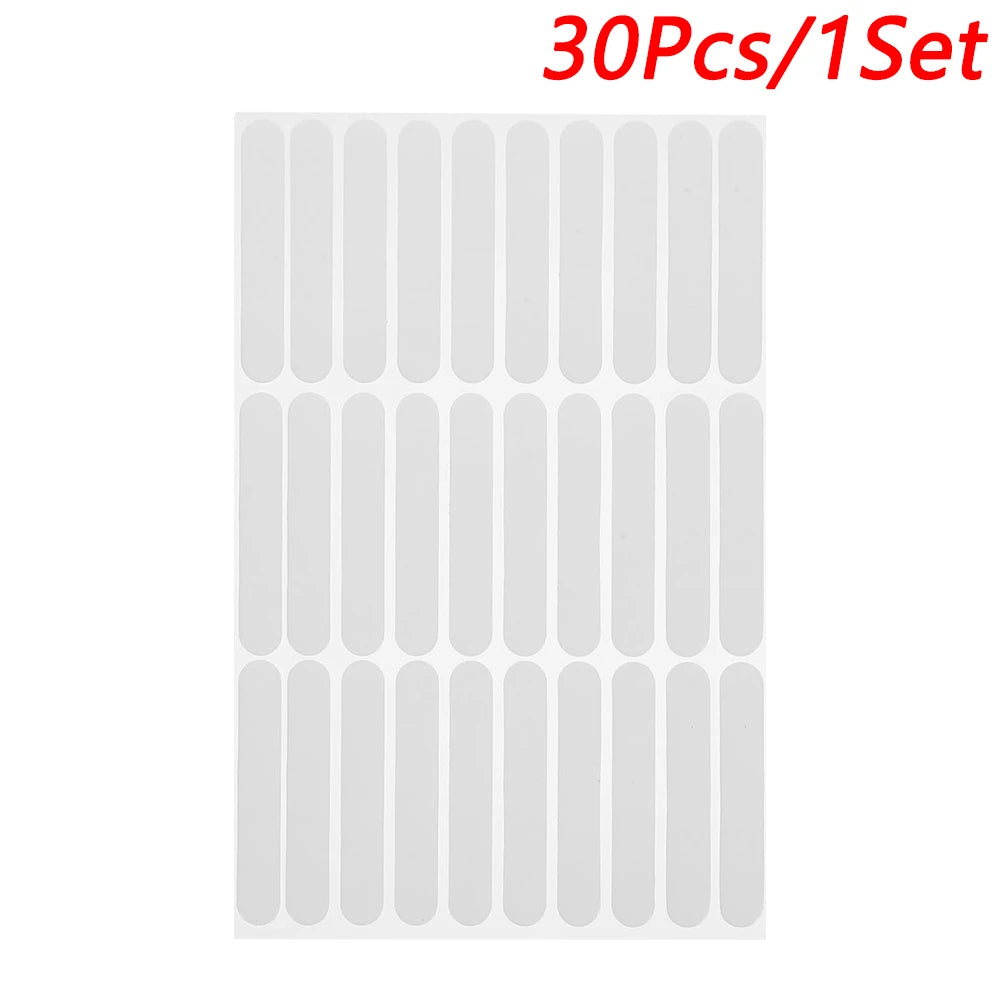 30Pcs Nail Art Adhesive Tape Double Sided Adhesive Transparent Nail Display Tape for Fingernails Decorative Beauty Stickers
