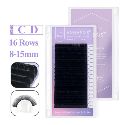 GLAMLASH L+/LC/LD/LU(M)/N Curl 7~15mm MIX 16rows/Case Mink Eyelash Extension Individual Lashes Soft False Eyelashes