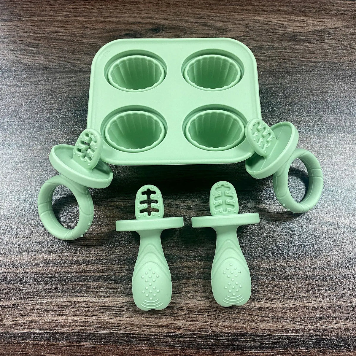 Baby Fruit and Vegetable Mold Silicone Hand Ring Popsicle Mold Baby Teething Teether Ice Cream Mold Baby Food Storage Container