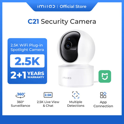 IMILAB C21 WiFi Camera 2.5K Baby Monitor Indoor IP Camera with PTZ Night Vision 2-Way Audio Human Tracking AI Detection
