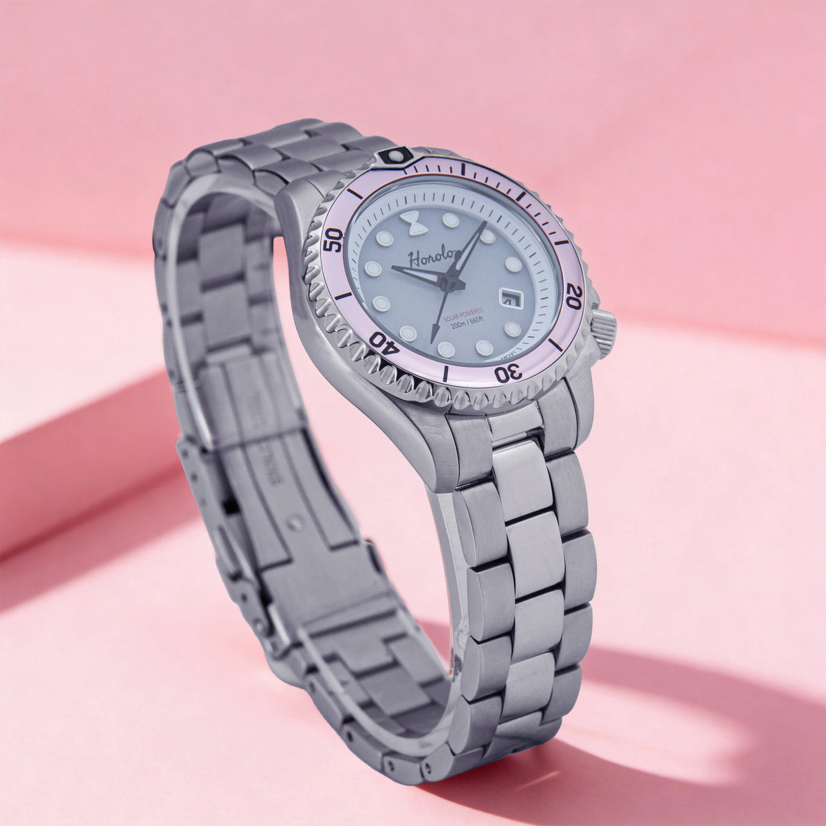 Horolo 30mm Women's Watches Japan Solar Movement Luminous Water Resistant Sapphire Stainless Steel Luxury Watch Gift For Wife