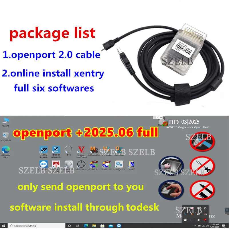 2025.06 Full Xentry Softwares Vediamo DTS-Monaco WIS EPC Starfinder Online Install+Tactrix Openport 2.0 OBD2 OBD 2 Scanner Tool