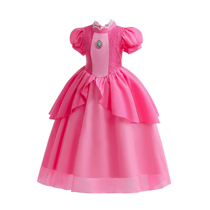 Girls New Game Movies Rosalina Peach Princess Dress Carnival Party Birthday Outfit Peach Cosplay Halloween Costume Dress