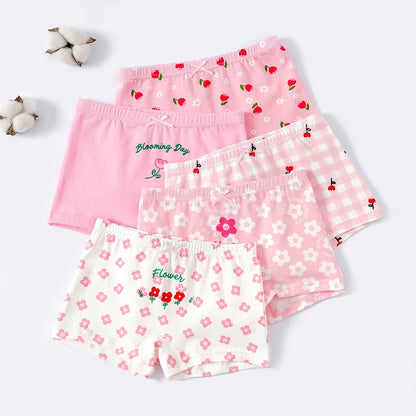 Girls' Underwear Cotton Shorts Children's Cartoon Shorts 5-Pack