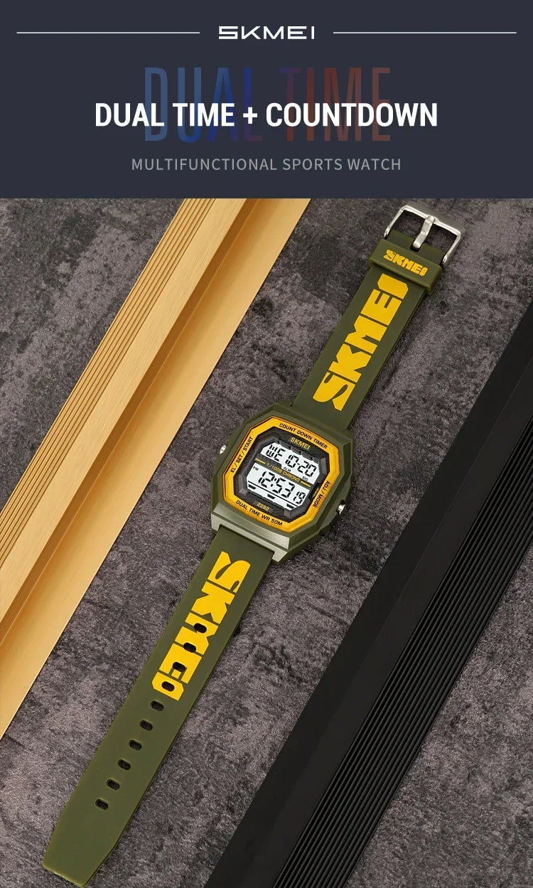 SKMEI 2282 Watches For Men Women 5Bar Waterproof Stopwatch Countdown Wristwatches Reloj Hombre Fashion Digital Sport Electronic
