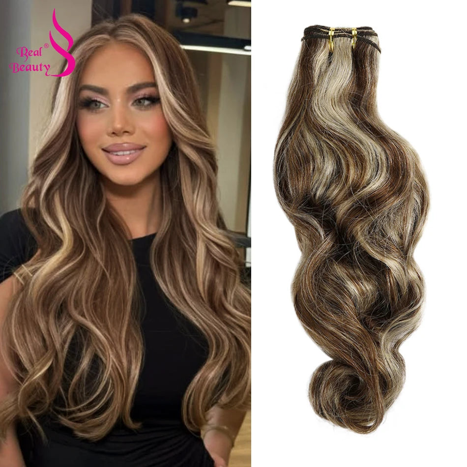 Real Beauty Platinum Blond Brazilian Body Wave Hair Weave Bundles 12"-28" High Ratio Remy Hair Extensions Brown #2 #4 #P6/613