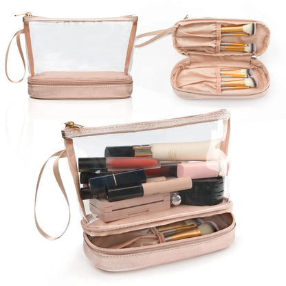  Double-Layer Large Capacity Makeup Bag, Multifunctional Wet and Dry Separation Travel Toiletry Bag, Makeup Brush Organizer