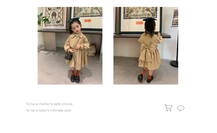England Style Spring Autumn Cotton Girl Toddler Trench kids Windbreaker Fashion Little Girl Double Breasted Jacket Outfits