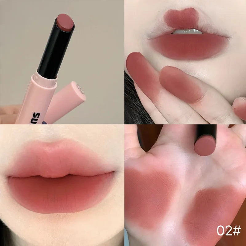 Smoky Grey Violet Lipstick Matte Velvet Finish Smooth Application Lip Mousse Waterproof Mirror Glossy Lip Tint Not Fading Makeup