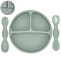Silicone Baby Dining Plate With Spoon Fork Children Dishes Suction Plate for Toddlers Kid Training Feeding Sucker Bowl BPA FREE