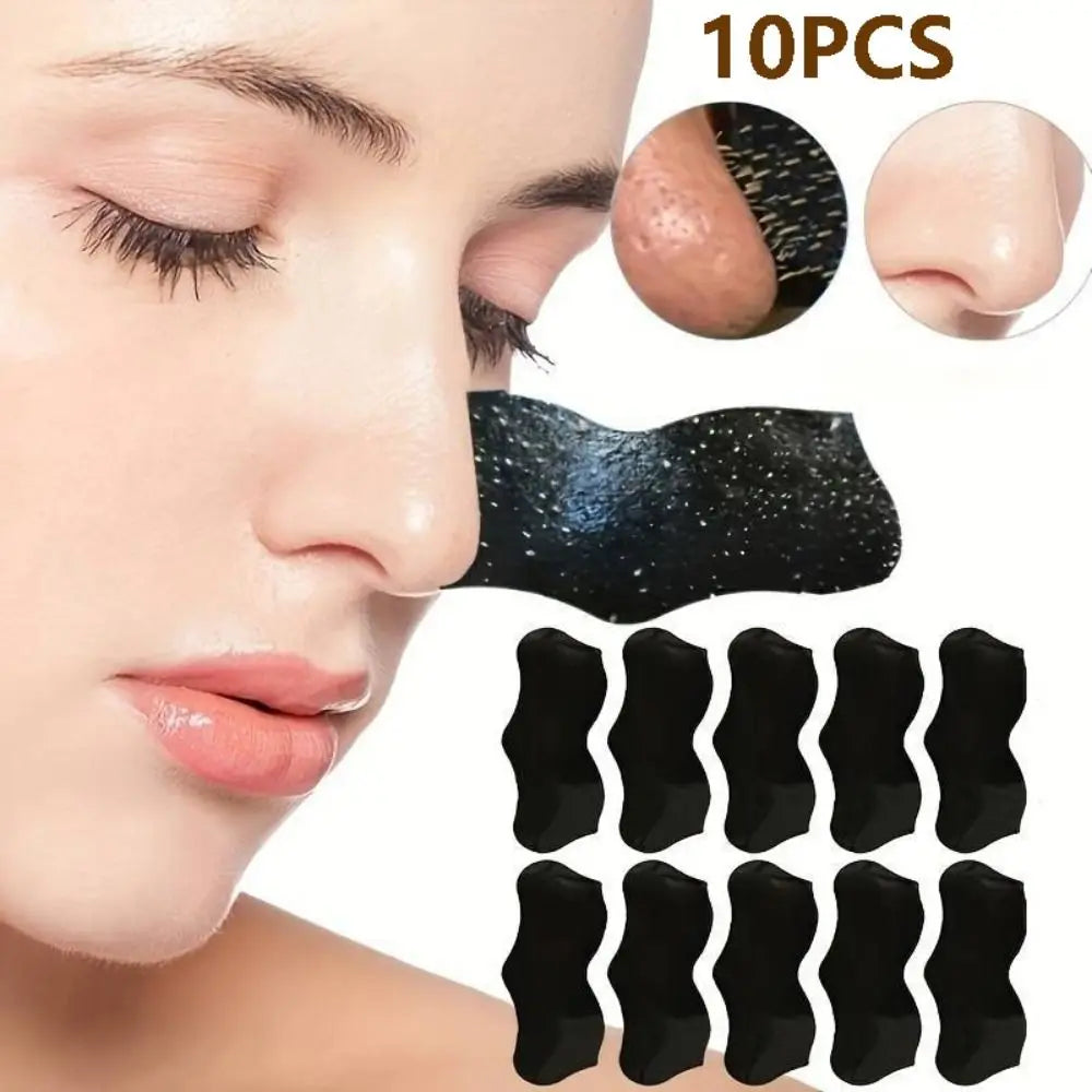 10PCS New Deep Cleaning Nose Patch Shrink Pore Bamboo Charcoal Blackhead Remover Shaped Black Nose Pore Strips Women Beauty