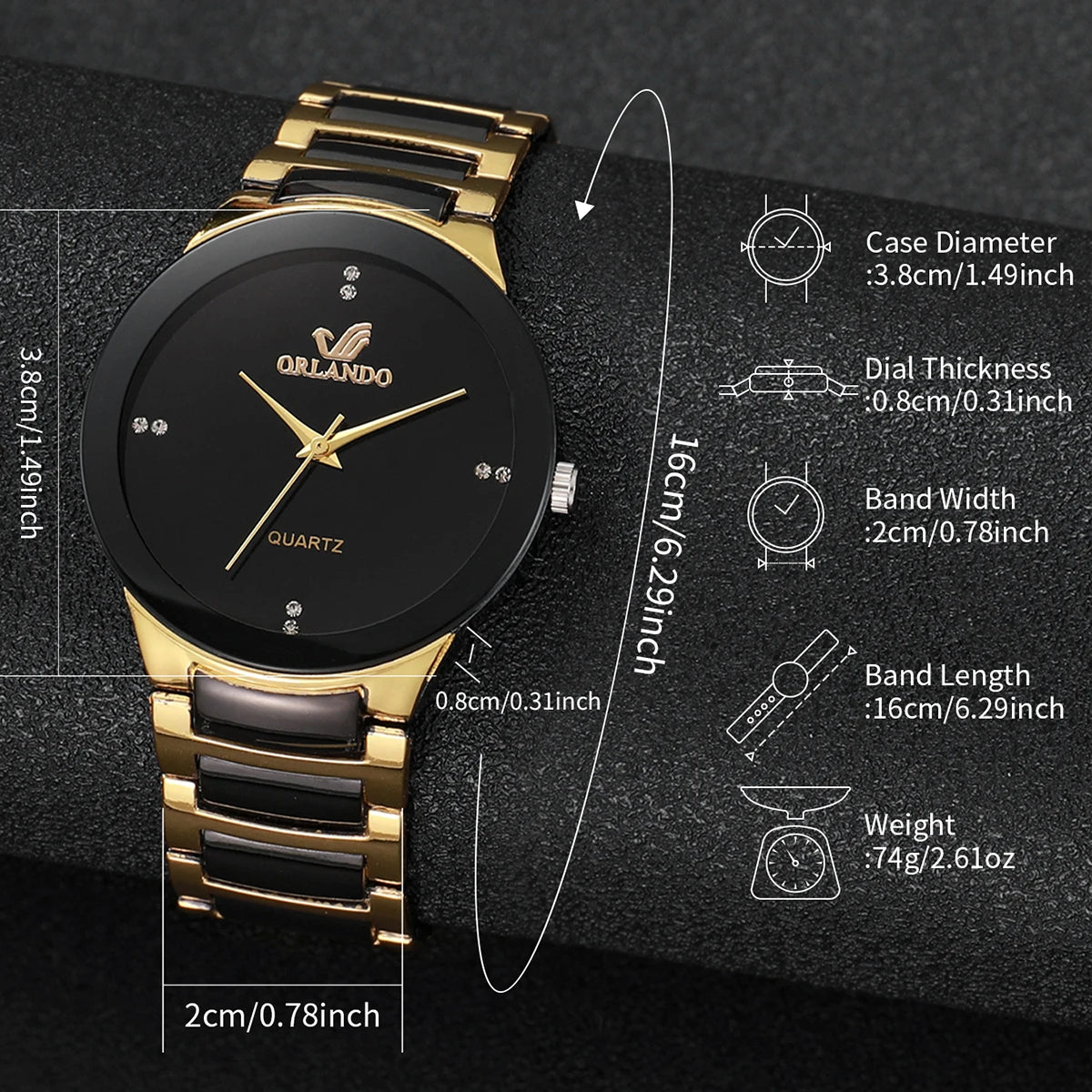 4PCS/Set Couple's Watches Fashion Rhinestone Women Quartz Watch Stainless Steel Band Men Wristwatches Bracelets Set