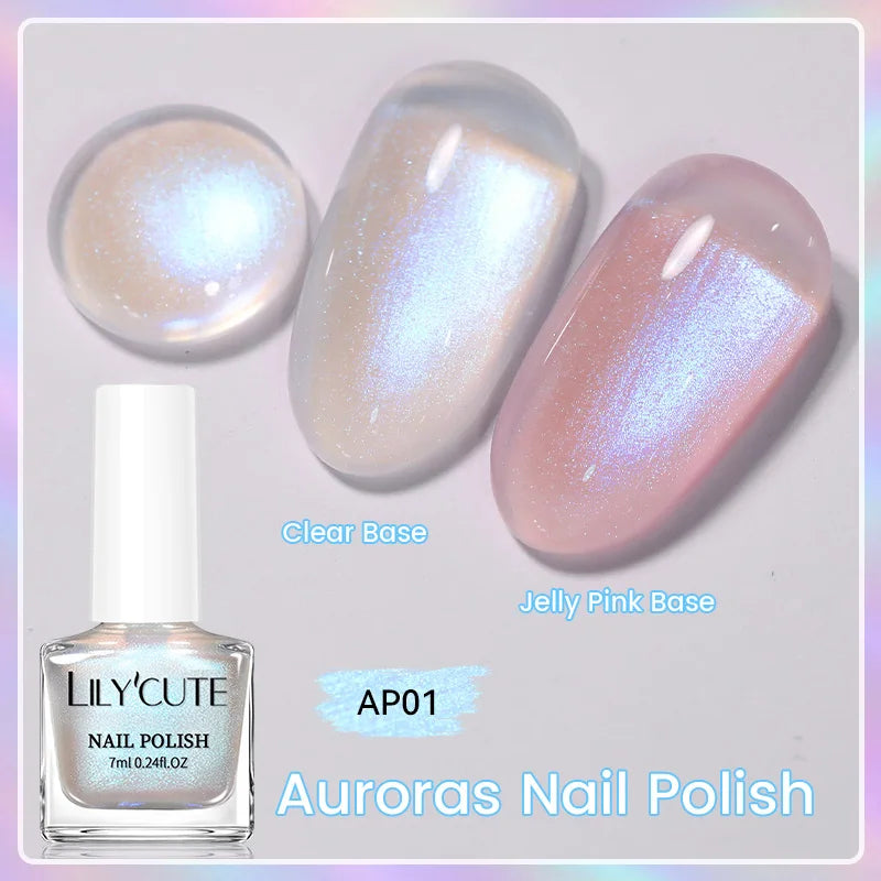 LILYCUTE 7ml Glitter Nail Polish Colorful Bright Sparkling Glitter Pearl Nail Art DIY Decoration No Need of Lamp to Cure