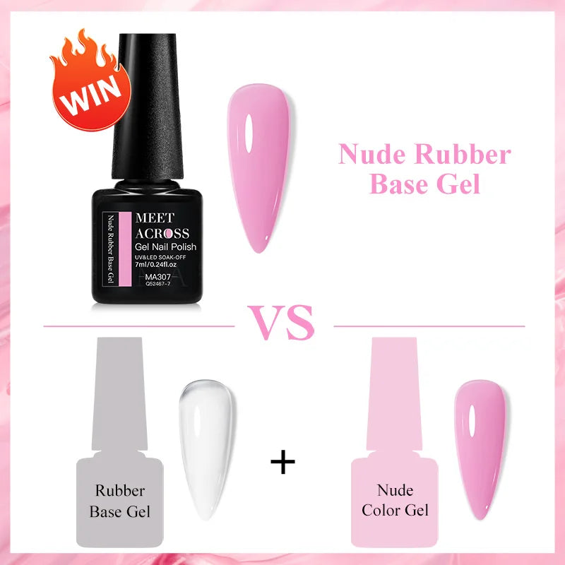 2 In 1 Nude Pink Rubber Base Gel Nail Polish Semi Permanent Self Leveling UV Construction Gel Varnish Soak off DIY Nail Supplies