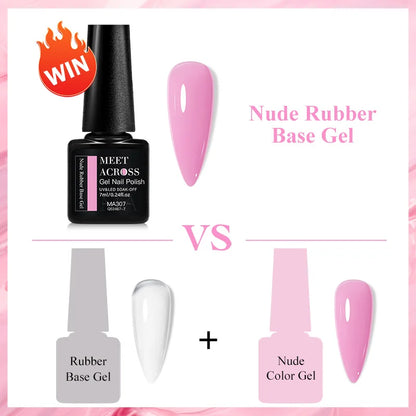 2 In 1 Nude Pink Rubber Base Gel Nail Polish Semi Permanent Self Leveling UV Construction Gel Varnish Soak off DIY Nail Supplies