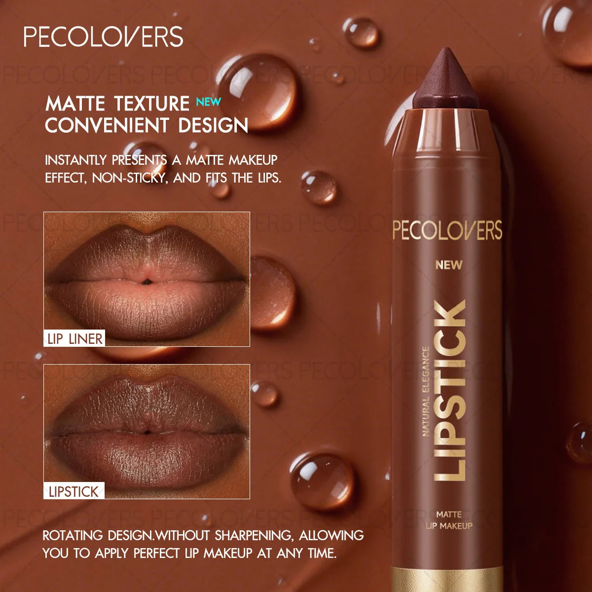 6PCS/Set Waterproof Matte Lipstick Pencil - Contour Tint Lipstick, Non-Stick Cup Lipliner Pen, Long-Lasting Matte Finish, All Skin Types, Beauty Makeup Art, Matte Finish Lipstick