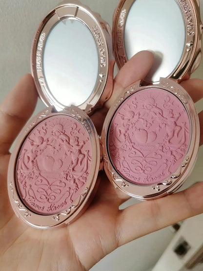Flower Knows Strawberry Rococo Embossed Blush Fine Powder Makeup Smooth Long Lasting Blusher Waterproof Blush Maquiagem